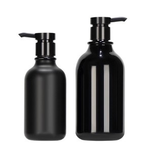 Black Cylinder <b>Plastic</b> Bottle With Lotion Pump 300ml And 500ml For Personal Care <b>Packaging</b> - Product Image 1
