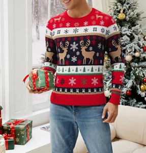 <span class=keywords><strong>Pull</strong></span> de Noël moche pour homme 100 % coton tricoté, motif renne et flocon de neige personnalisé, manches longues, pour les fêtes de fin d'année, fabrication OEM B2B - Product Image 3
