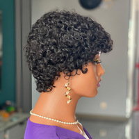 Perruques Courtes Bouclées en Cheveux Humains Tendance, Perruque Faite à la Machine en Cheveux Naturels Xuchang, Coiffure Bouclée en Laine, 0,12 kg