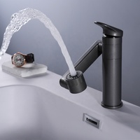 Robinet de lavabo moderne en céramique à trou unique, flexible, rotatif à 360°, 3 fonctions, angle réglable, en laiton, pour eau chaude et froide