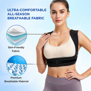 可调节透气氯丁橡胶姿势矫正腰椎锁骨支撑防驼背矫正背心，带钩环闭合 - Product Image 3