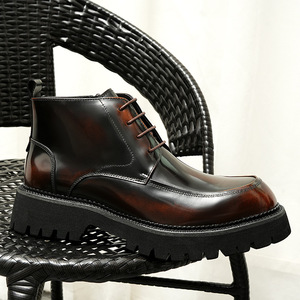 Bottes noires à bout pointu pour hommes, taille 37-46, chaussures d'hiver en cuir véritable de haute qualité avec fermeture éclair - Product Image 1