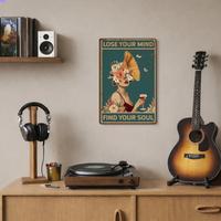 Plaque murale en métal rustique, décor vintage gramophone, motif floral, pour chambre, salon, bar, studio, art musical rétro, intérieur