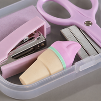 Ensemble cadeau de papeterie miniature avec logo personnalisé HY240, kit d'accessoires scolaires et de bureau portable avec agrafeuse et ciseaux pour étudiants et professionnels