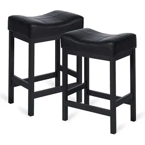 เก้าอี้ในครัวหนัง PU ความสูง24นิ้ว, ม้านั่งรับประทานอาหารสีดำทำจากหนัง PU ประกอบง่ายสำหรับเคาน์เตอร์2023