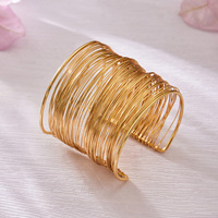 Für Modedesign Breites Glas-Naturstein-Armband Einfaches Einzigartiges Übertriebenes Vielseitiges Armreif 18k Vergoldeter Schmuck