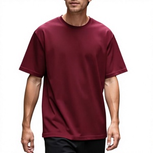 T-shirt en jersey tricoté décontracté pour homme, col rond, manches courtes, couleur unie, coton anti-plis, grande taille 260G, fabriqué au Bangladesh - Product Image 4