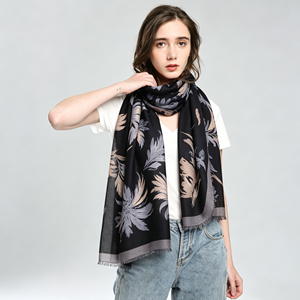 Vintage <b>Large</b> Flower Shawl Women Retro Floral Pattern Shawl Wrap Soft Lightweight Long Printed <b>Scarves</b> with Eyelash Fringe - Product Image 2