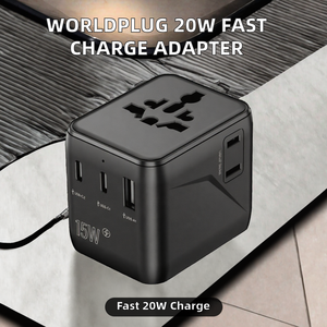 Adaptateur de voyage universel 200 pays, convertisseur multi-prises avec charge rapide USB Type-C - Product Image 2