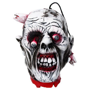 Cabeza de Zombi de Látex para Halloween, Decoración con Piel Agrietada Blanca, <span class=keywords><strong>Ojos</strong></span> <span class=keywords><strong>Ensangrentados</strong></span>, Boca Sangrienta, Detalles de Carne Desgarrada, Doble Uso - Product Image 1
