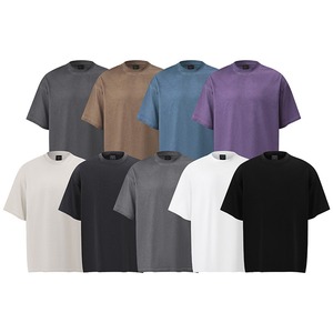 Camiseta de Manga Corta para Hombre, Personalizada, 100% Algodón, Lisa, Transpirable, Absorbente de Humedad, Estilo Retro Americano, Lavada, Desgastada, Corte Holgado - Product Image 1