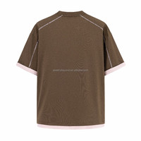 Maßgefertigtes Herren 100% Baumwoll-T-Shirt 200gsm Gestricktes Jersey Kurzarm Casual Einfarbig mit Kontrastbesatz für Sport und Fitness