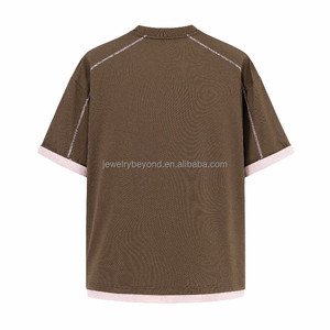 T-shirt da uomo personalizzata in cotone 100% stile <span class=keywords><strong>rock</strong></span> etnico, in jersey lavorato a maglia 200gsm, a manica corta, casual, tinta unita, con finiture a contrasto - Product Image 3