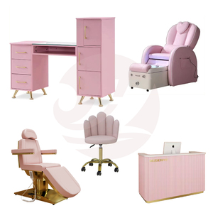 Lujo Rosa salón de belleza reclinable cama de pestañas mesa de masaje salón de uñas spa silla facial para cosméticos conjunto de muebles - Product Image 6
