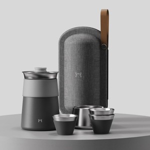 Kung Fu Tea Gift Set 316 Stainless Steel Double Layer Magnetic Lid Portable Travel Tea Set - Product Image 1