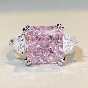 Anillo de Plata de Ley S925 de Lujo para Mujer, <span class=keywords><strong>Diamante</strong></span> Natural de 5 <span class=keywords><strong>Quilates</strong></span>, Corte Cuadrado de Flor de Hielo, <span class=keywords><strong>Diamante</strong></span> de Alta Calidad - Product Image 3