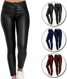 Leggings taille haute en <span class=keywords><strong>cuir</strong></span> PU pour femmes, pantalons extensibles en similicuir pour club, décontractés <span class=keywords><strong>ou</strong></span> sorties nocturnes - Product Image 1
