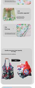 Sacs publicitaires pliables en polyester à imprimé floral grande taille pour achats en gros, expédition rapide - Product Image 4