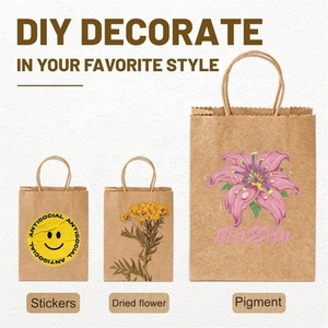 Vente en gros Sac fourre-tout en papier fantaisie Sac en papier de qualité Shopper Sac en papier kraft personnalisé avec poignée en ruban - Product Image 5