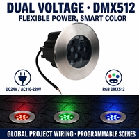 Luz LED RGB para Empotrar en Suelo, 36W 60W 96W, IP67, 12V 24V, Control por Aplicación, para Exteriores, Jardín, Terraza, Piscina, Paisaje, Impermeable, de Aluminio