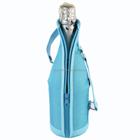 Sac isotherme pour bouteille de champagne en néoprène avec fermeture éclair, pochette pour bouteille de vin avec fenêtre en PVC et sangle de transport