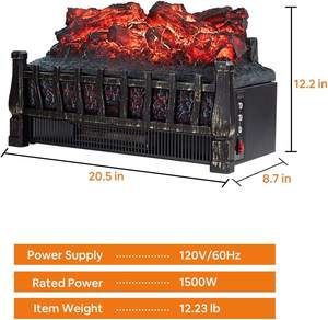 <span class=keywords><strong>Cheminée</strong></span> électrique Konwin FP201R avec télécommande, insert chauffant, bûches électriques avec effet de flamme réaliste - Product Image 2
