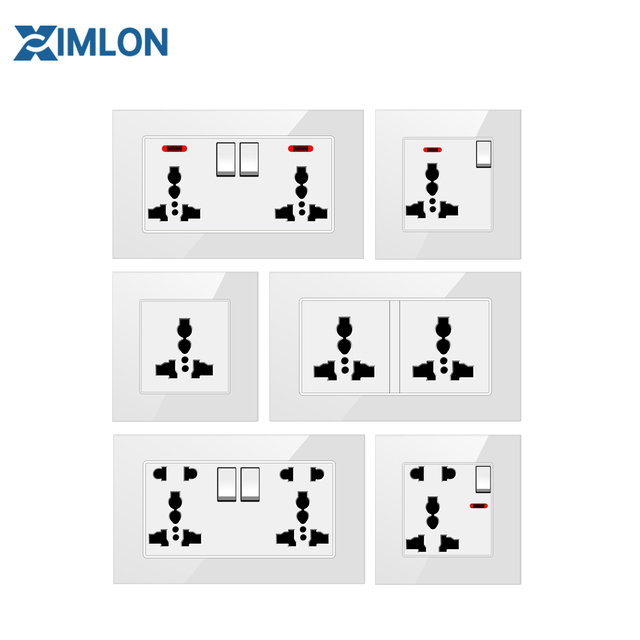 XIMLON Electrical Universal 13A UK Standard Wall Switch Socket 2 USB 1 USB-C Ports IP21 Rated 86 Tempered Glass