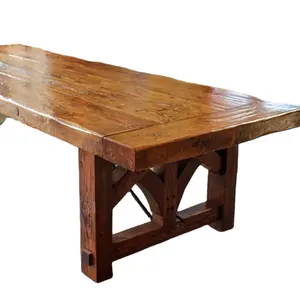 法国国家餐桌固体木制复古农场表