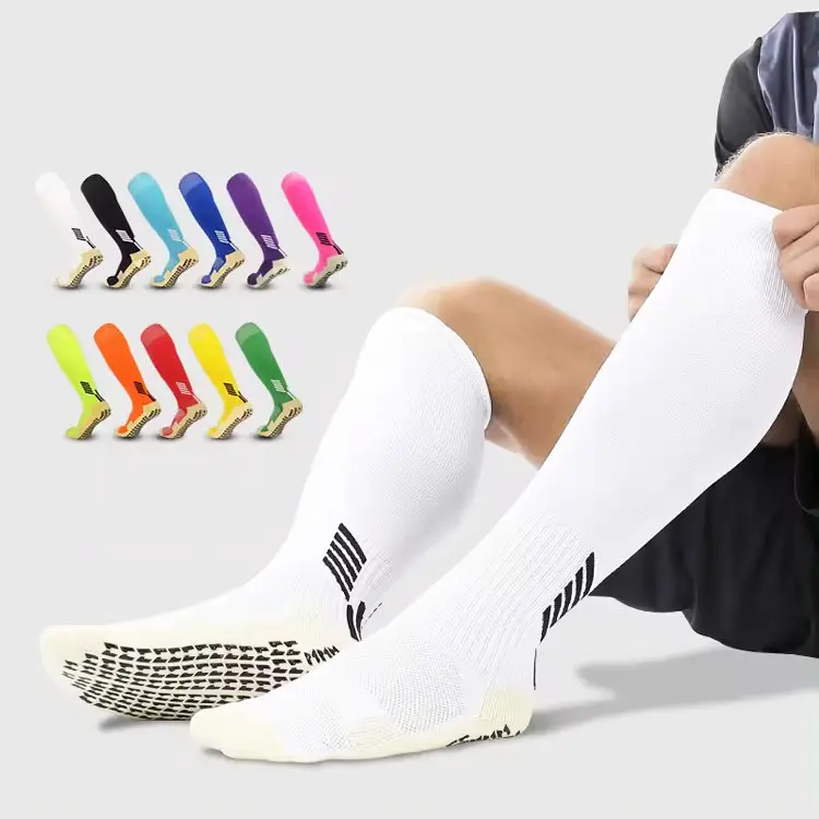 LRT Offre Spéciale Athletic Terry Long Soccer Grip Chaussettes Logo Personnalisé 4 Tailles Thermique Antidérapant Football Grip Chaussettes Pour Hommes Et Enfants