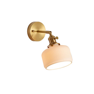 Retro Brushed Brass <b>Sconce</b> <b>Wall</b> <b>Lights</b> Fixture for Home E27*1 White Ceramic Shade Decorative <b>Wall</b> Lamps Interior Indoor Modern - Product Image 1
