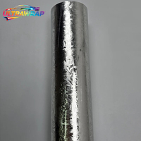 Autocollants de voiture en fibre de carbone forgée électroplaquée haute brillance argentée pour le covering de véhicules, film adhésif pour capot, autocollant automobile