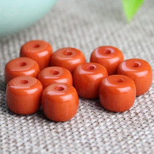 Resin Barrel Beads Orange <b>Red</b> 7x10mm Wood Grain Pattern DIY Jewelry Making Accessories Handmade Bracelet Beads <b>Materials</b> - Product Image 2