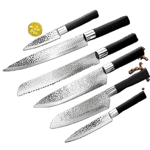 Juego de 6 cuchillos de Chef, cuchillos de cocina japoneses profesionales, cuchillo de carnicero de acero inoxidable de alto carbán, cuchillo para pelar frutas
