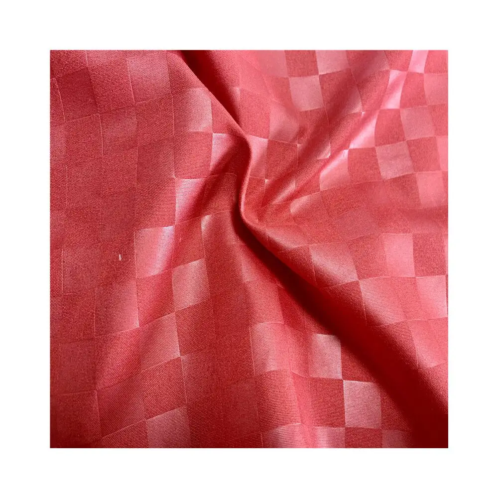 100% polyester drap de lit vérifier tissu en relief micro peau de pêche literie tissu tissé feuille tissu