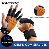 Gants demi-doigts en cuir de vachette avec fermeture magnétique, respirants, antidérapants et rembourrés pour hommes et femmes, idéaux pour la randonnée, le cyclisme, le fitness et l'entraînement en extérieur