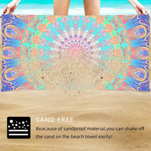 FF4059 UPF50 + 旅行スイムプールヨガ大型ビーチタオル高吸収軽量オーバーサイズサンドフリーマイクロファイバービーチタオル - Product Image 4