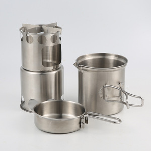 <span class=keywords><strong>Set</strong></span> di Pentole in Acciaio Inox 304 per Campeggio con Fornello a Legna - Product Image 2