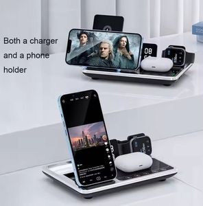 Fast Charging R11 Desktop Electric Smart Lifting 4 in 1 Phone Charger Digital Alarm Clock 15W <b>Wireless</b> Charger With Light - Product Image 3