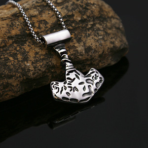 yunnique Viking Stainless Steel Thor Hammer Pendant Necklace With <b>Compass</b> Rune Design For Men And Women Gift Jewelry - Product Image 3