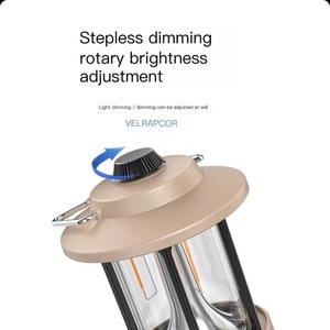 Velrapcor <b>Camping</b> <b>Lantern</b> Rechargeable <b>Led</b> Adjustable Brightness Outdoor <b>Camping</b> Light Warm White Aluminum Alloy - Product Image 1