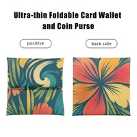 Porte-cartes pliable à motif floral Hibiscus Sunburst en PU, directement de l'usine, pour cartes, pièces de monnaie et espèces