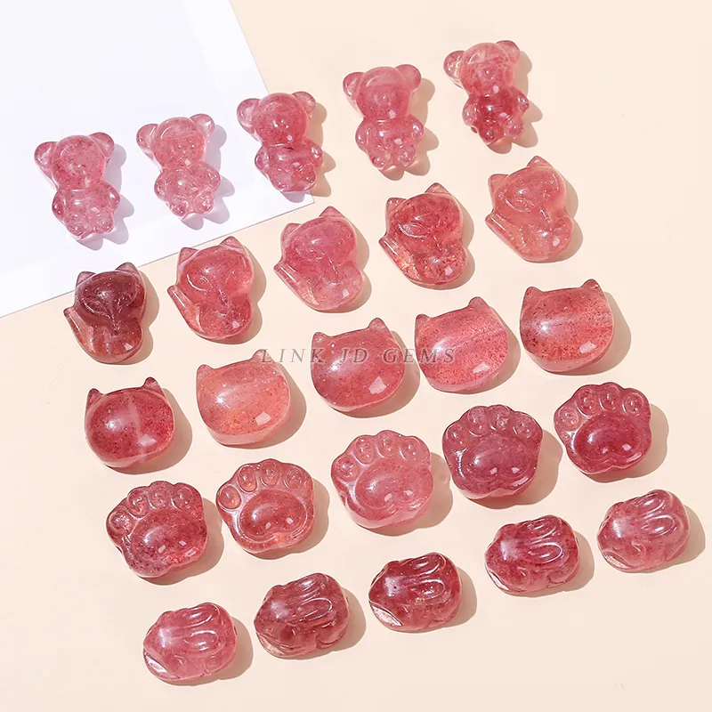 Pietra naturale quarzo fragola intagliato Pixiu rosa animali forma ciondolo perline con foro per la creazione di gioielli