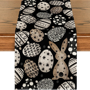 Cute Small <strong>Table</strong> Runners <strong>Easter</strong> <strong>Table</strong> Runner Rabbit Printed Linen Tablecloths for <strong>Cloth</strong> <strong>Tables</strong> - Product Image 2