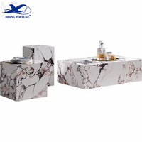 Calacata Viola sol en marbre socle rectangulaire ensemble de support de table basse sur pied et table d'appoint pour la maison