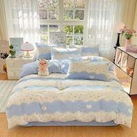 Ensemble de literie personnalisable haut de gamme 100% coton, style frais, drap de lit, housse de couette, kit de literie 3/4 pièces, vente en gros
