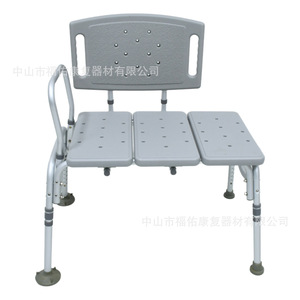 Banc de douche de réadaptation Fuyou avec dossier 51x31 cm, siège de bain pliable en aluminium gris pour personnes âgées et handicapées - Product Image 5