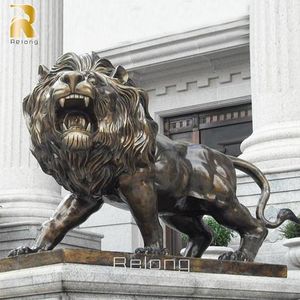 Statue de lion en bronze décorative d'extérieur RELONG, sculpture de gardien à vendre - Product Image 6