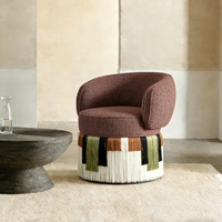 Fauteuil moderne en velours avec franges à pompons, design Art Déco, pivotant, pour chambre et salon, mobilier de luxe, chaise de détente