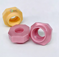 Capuchon octogonal noir de 28 mm pour flacon cosmétique industriel, filetage 28, finition électro-aluminium, avec manchon intérieur pour liquides et essences