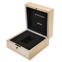 Boîte à montre en bois contreplaqué cousue avec doublure en mousse noire personnalisée, surface supérieure imprimée, fermeture à pression pour l'emballage et la présentation de montres de luxe